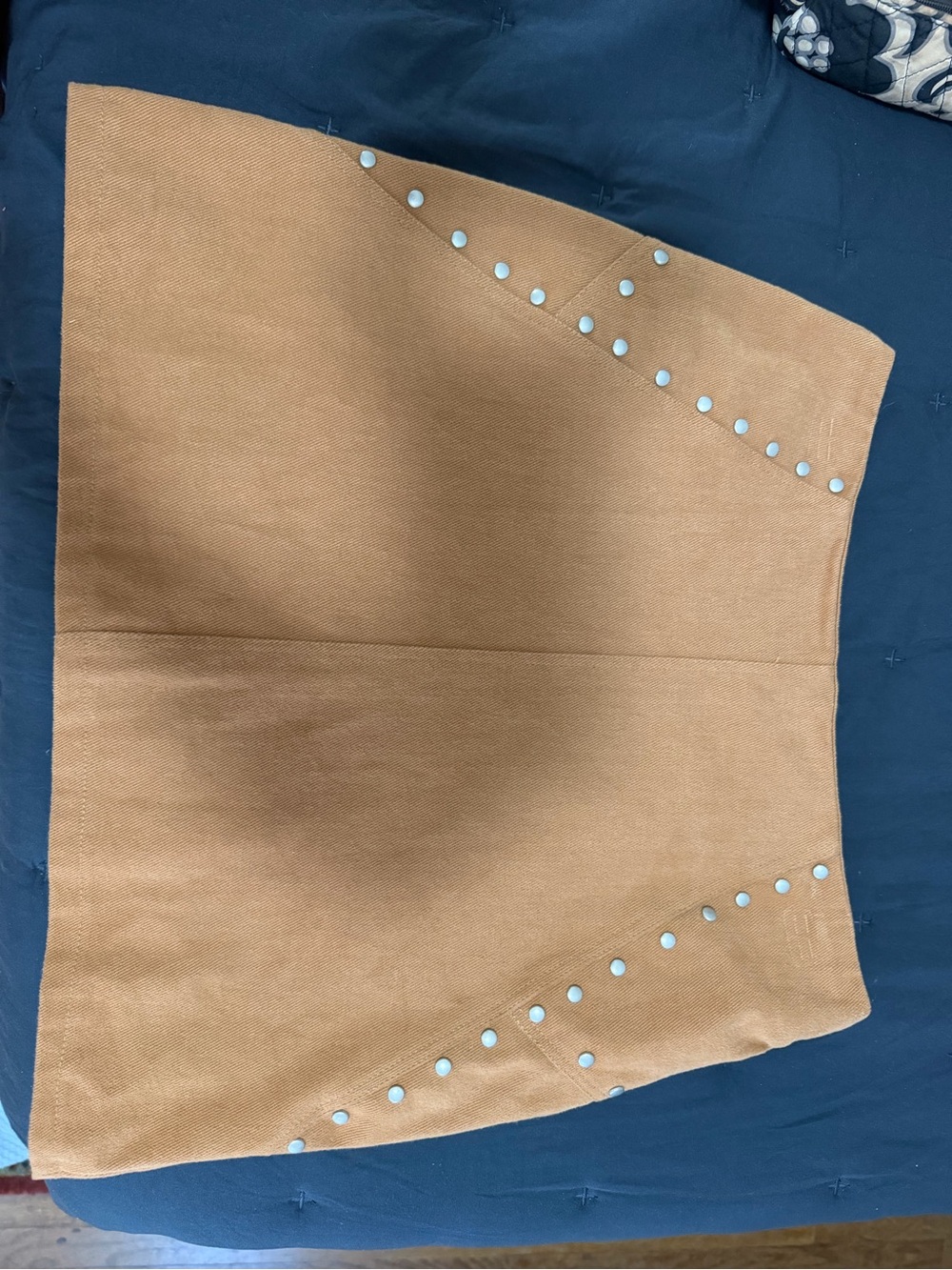 She + Sky Camel Mini Skirt with Silver Studs
